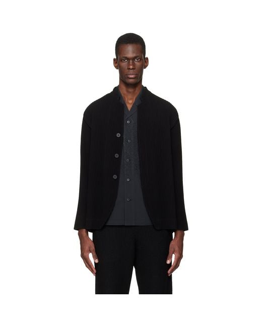 Homme Plissé Issey Miyake Black Tuxedo Pleats Blazer for men