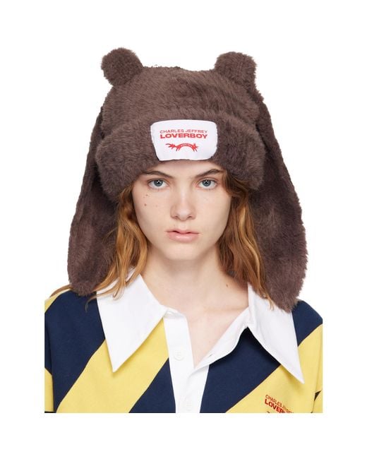 Charles Jeffrey Blue Fluffy Chunky Rabbit Beanie