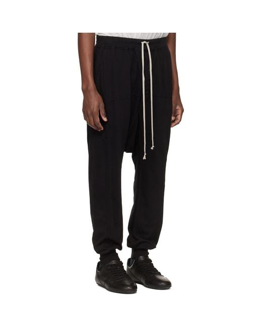 Rick Owens Black Temple Drawstring Sweatpants for men