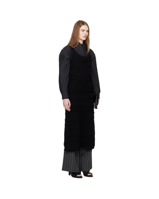 Y's Yohji Yamamoto Black Solid Knit Arranged Strap Midi Dress