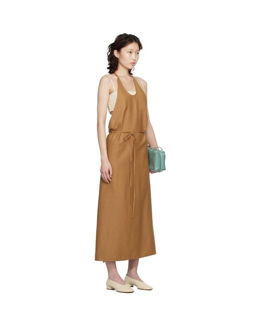 Baserange Black Tan Wild Silk Apron Midi Dress
