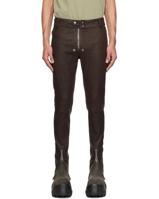 メンズ Rick Owens ブラウン Hollywood Tyrone Belas レザーパンツ Black