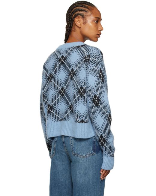 Ganni Blue Checkered Sweater