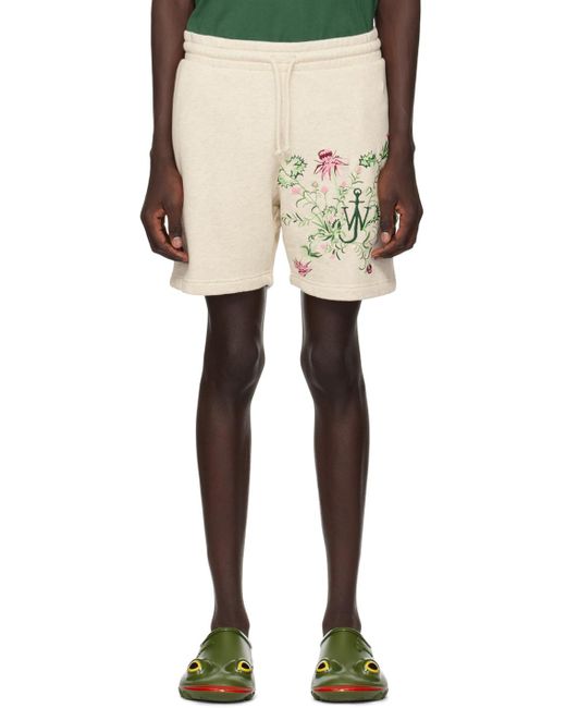 J.W. Anderson Natural Beige Embroidered Shorts for men