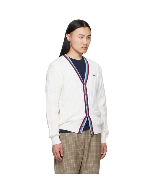 Lacoste Multicolor 'French Made' Archive Re-Edition Knitted Cardigan for men