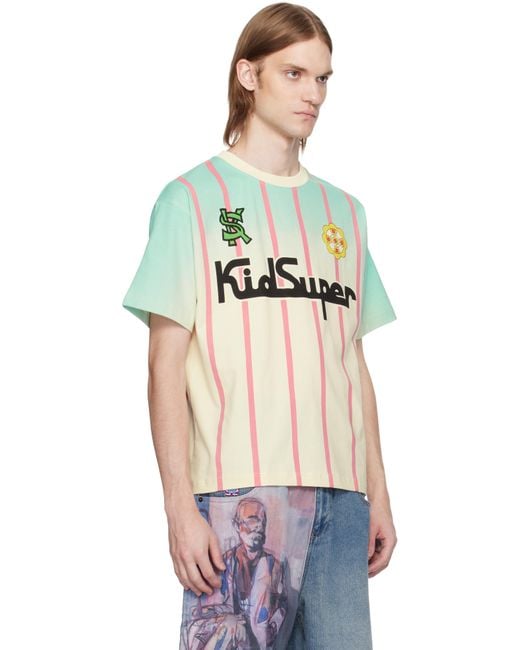 メンズ Kidsuper ブルー＆オフホワイト Soccer ジャージ Tシャツ Black