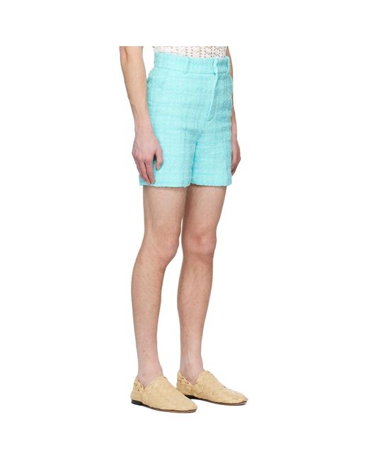 young n sang Blue Sequinned Shorts for men