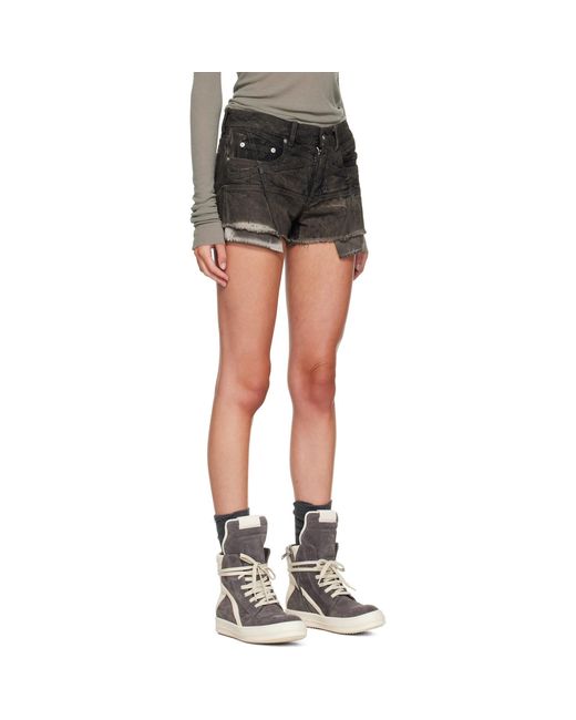 Rick Owens Black Tower Lana Cut Offs Denim Shorts