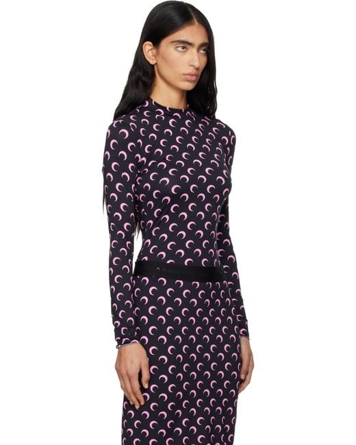 MARINE SERRE Blue Recycled Moon Jersey Second Skin T-Shirt