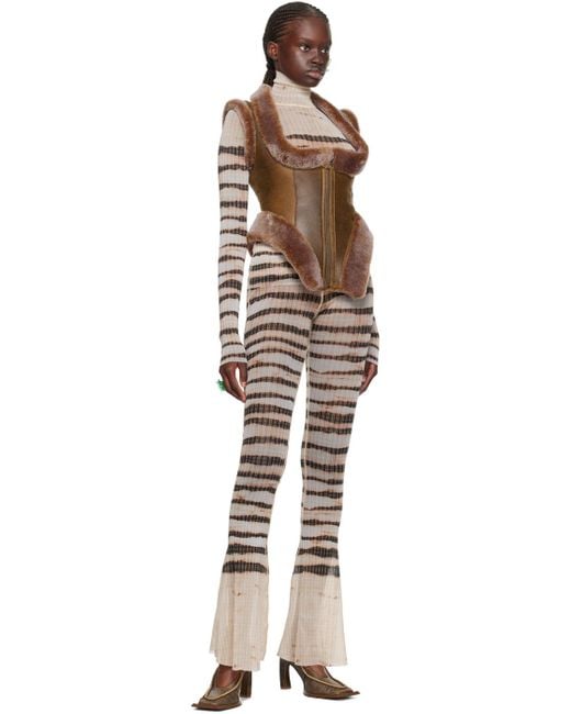 Jean Paul Gaultier Multicolor Beige Knwls Edition Striped Turtleneck