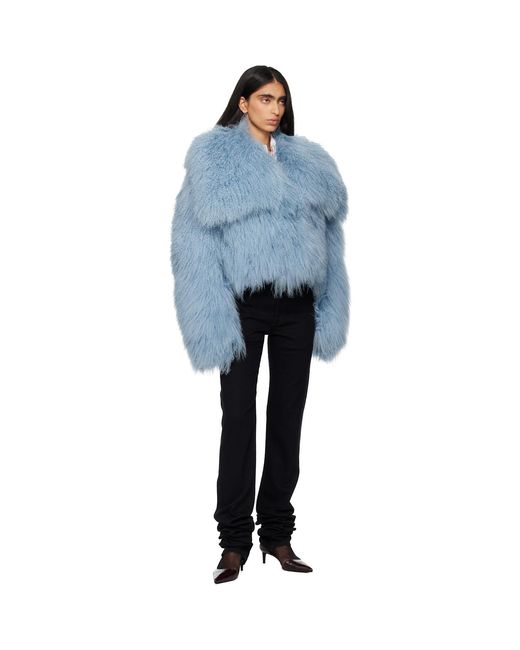 The Attico Blue Shearling Bomber Jacket