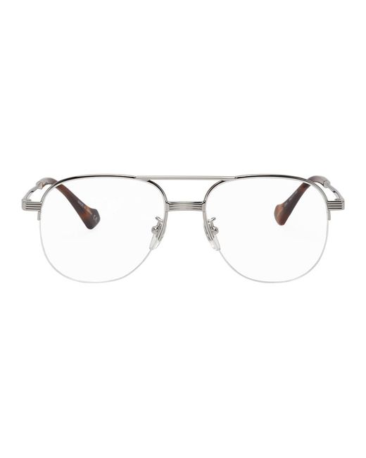 Gucci Multicolor Silver Half-rim Double Bridge Glasses for men