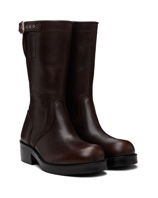 Dries Van Noten Brown Leather Biker Boots