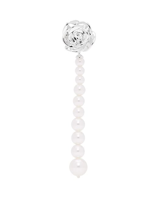 ShuShu/Tong Black Yvmin Edition Faux-Pearl Chain Rose Single Earring