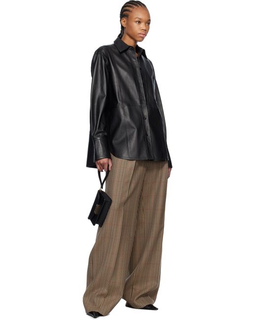 Victoria Beckham ブラック オーバーサイズ レザー シャツ Black
