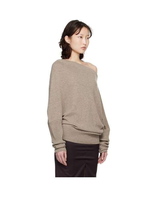 Cordera Brown Merino Wool Off-Shoulder Sweater
