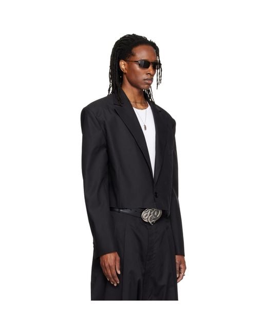 Lu'u Dan Black Slashed Blazer for men