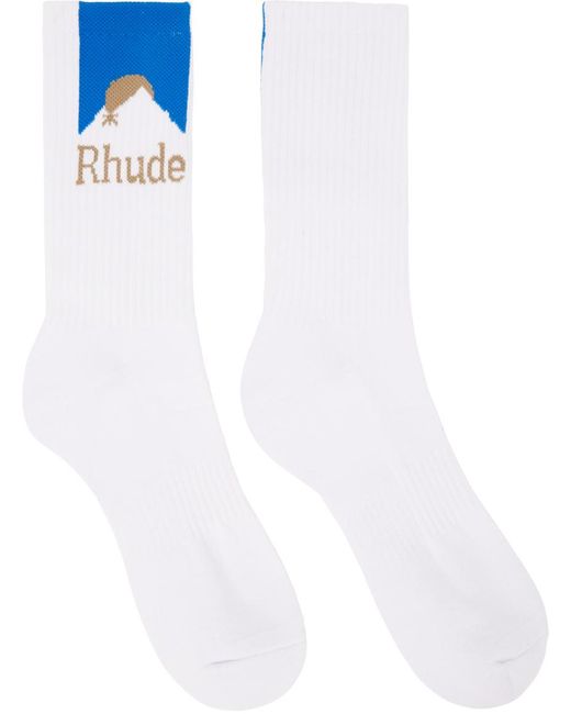 Chaussettes de sport blanches à image à logo Rhude pour homme en coloris White