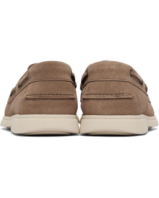 Boss Brown Suede Lace-Detail Boat Shoes for men