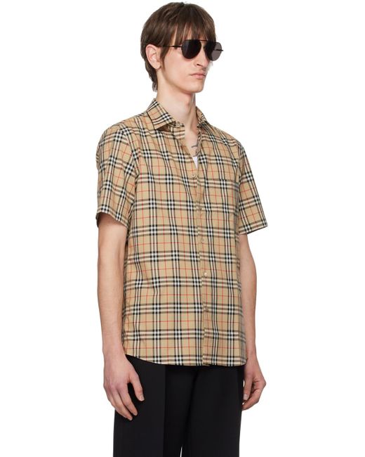 Burberry Natural Beige Check Shirt for men