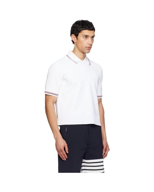 Thom Browne White Stretch Viscose Tennis Polo for men
