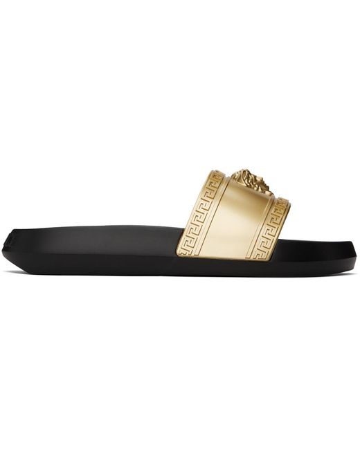 Sandales à enfiler palazzo dorées Versace pour homme en coloris Black
