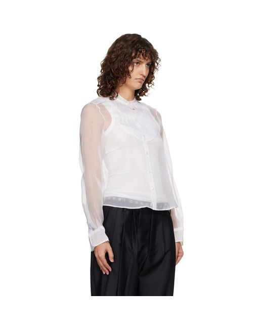 R13 White Pleated Tuxedo Front Shirt