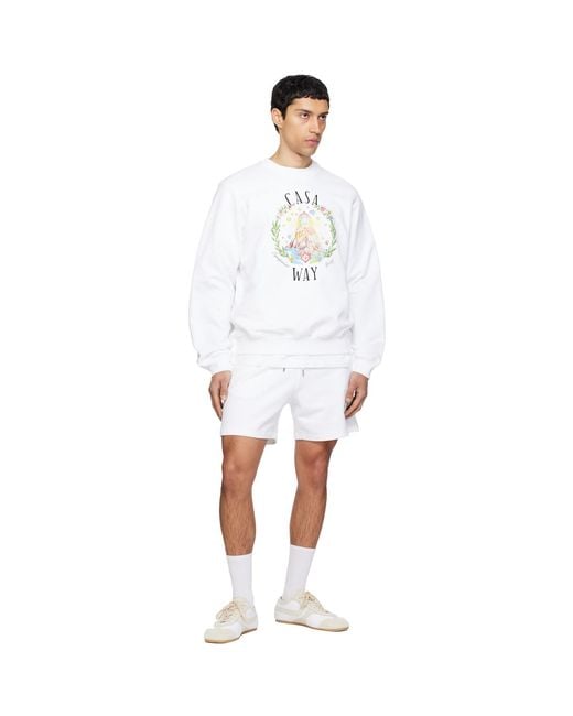 Casablanca White 'Casa Way' Crew Neck Sweatshirt for men