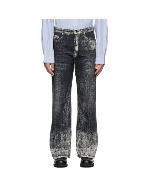 CAMPERLAB Black Paint Print Jeans for men