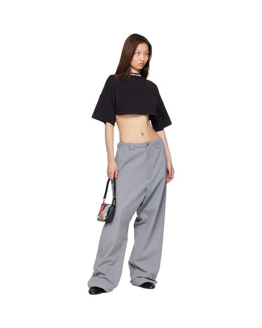 Palm Angels Black Back Curved Logo Mini T-Shirt