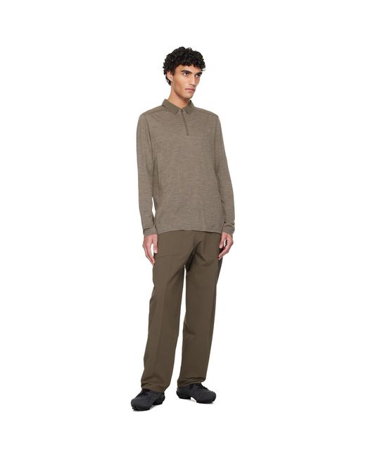 Veilance Brown Taupe Frame Ls Polo for men