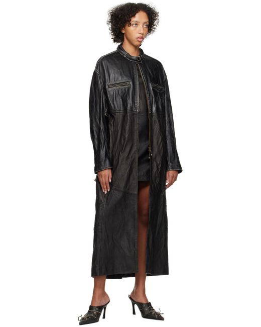 Acne Black Patchwork Leather Coat