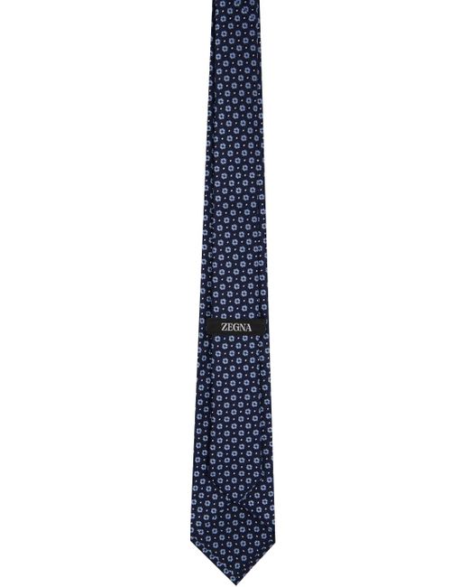 Cravate bleu marine en soie à motif en tissu jacquard Zegna pour homme en coloris Black