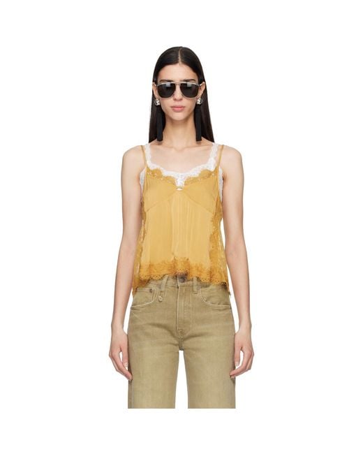 R13 Orange Lace Trimmed Camisole