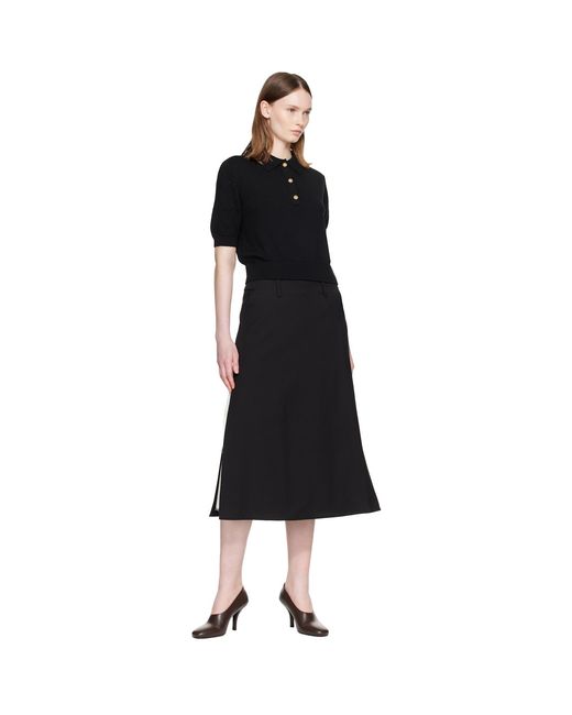 Balmain Black 3-Button Wool Polo