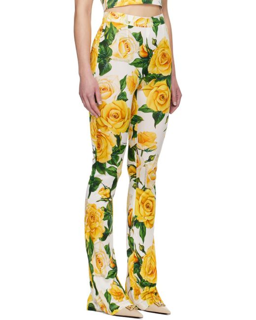 Legging blanc et jaune à motif fleuri Dolce & Gabbana en coloris Yellow