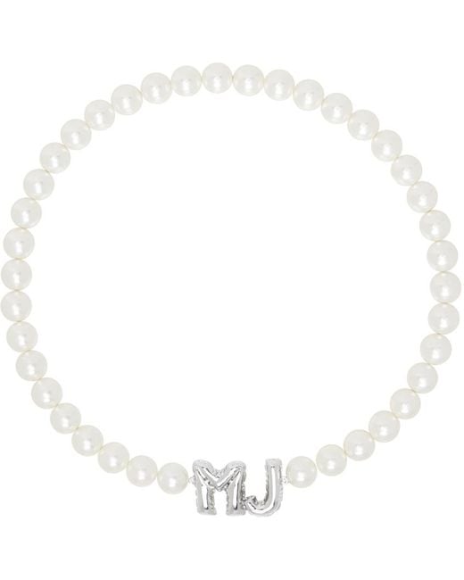 Marc Jacobs White 'mj' Balloon Pearl Necklace