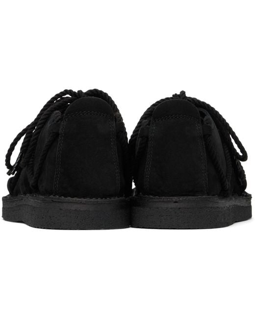 Y's Yohji Yamamoto Black Nubuck Leather Random Rope Loafers