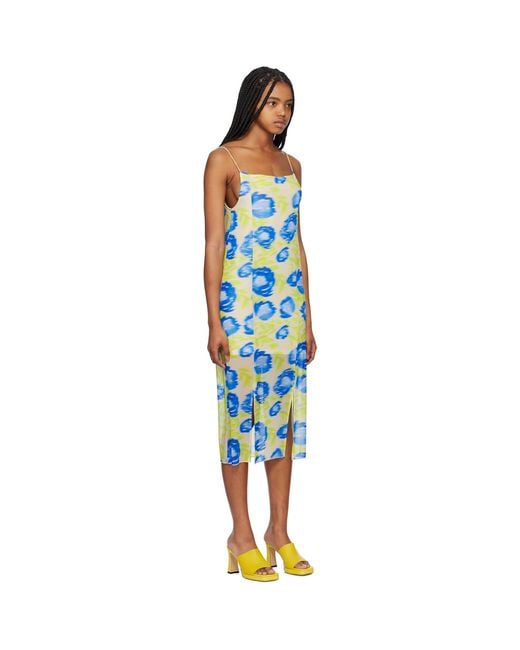 Ganni Green & Blue Printed Midi Dress