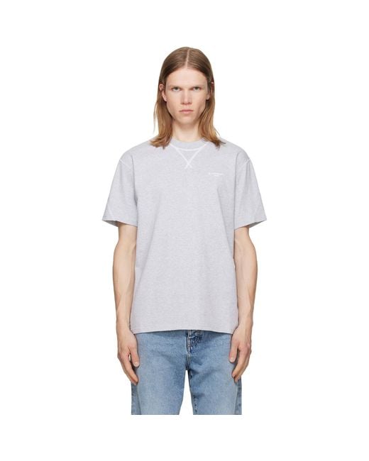 Givenchy Gray Contour Seam Contrasted Stitch T-Shirt for men
