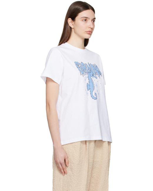 Ganni ホワイト Seahorse Tシャツ White