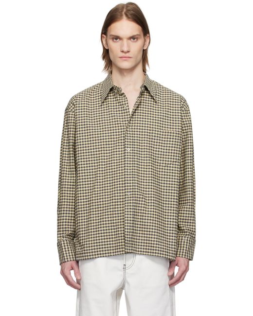 Karmuel Young Yellow Check Square Snap Off Shirt for men