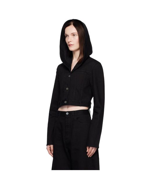 Alaïa Black Cropped Hooded Denim Jacket