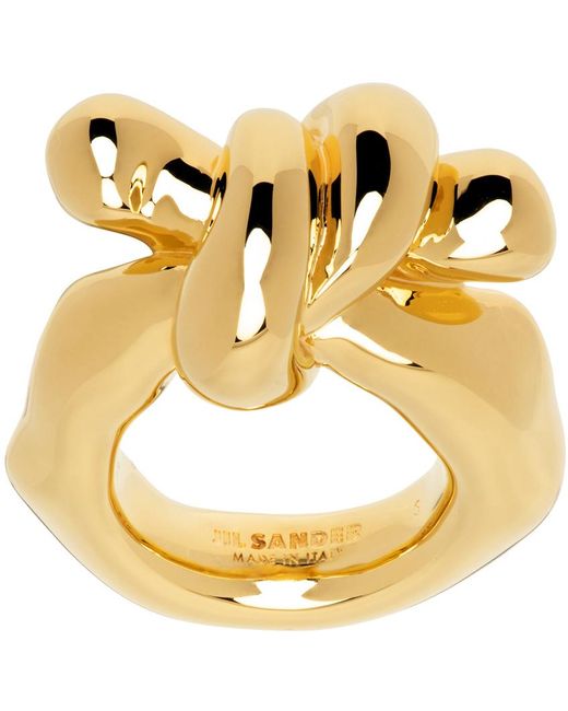 Jil Sander Metallic Gold Twist Ring