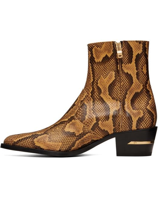 Amiri Brown Python Embossed Ryder Boots for men