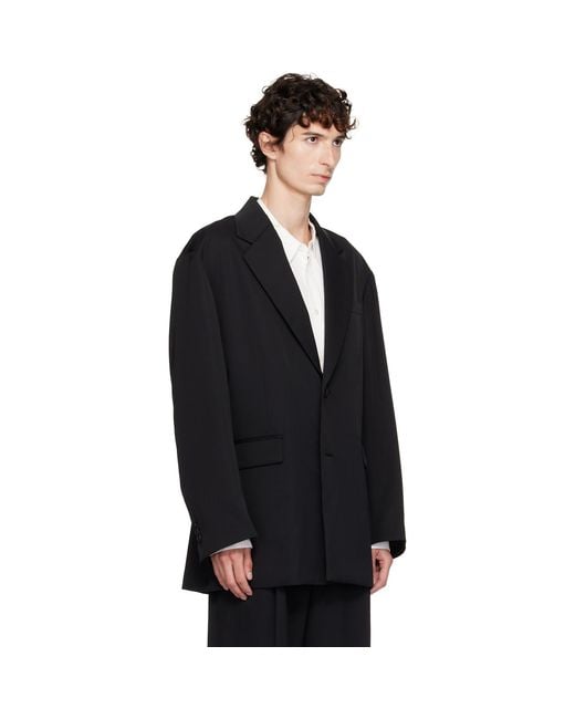 Ssstein Black Oversized Single Breasted Long Blazer for men