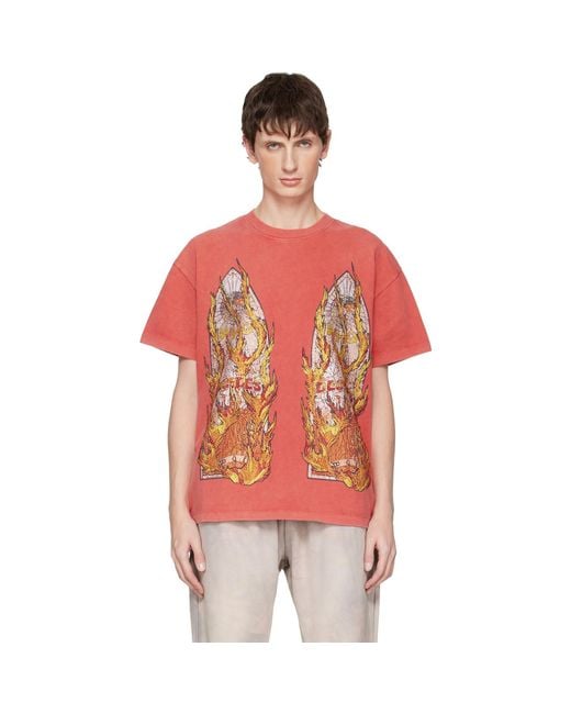 Who Decides War Red Rhinestone Flame Glass T-Shirt for men