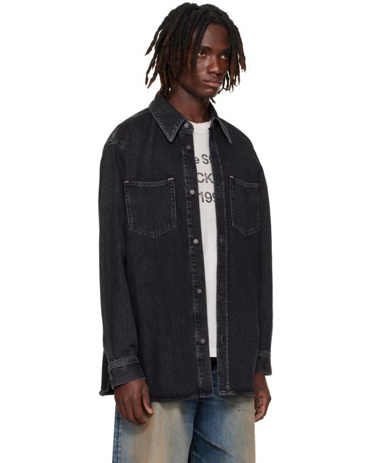 Acne Black Button-Up Denim Shirt for men