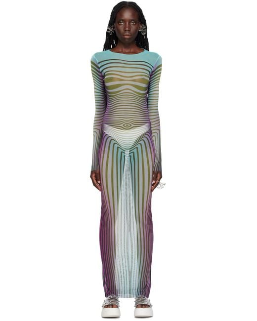 Jean Paul Gaultier Black Ssense Exclusive Blue 'the Body Morphing' Maxi Dress