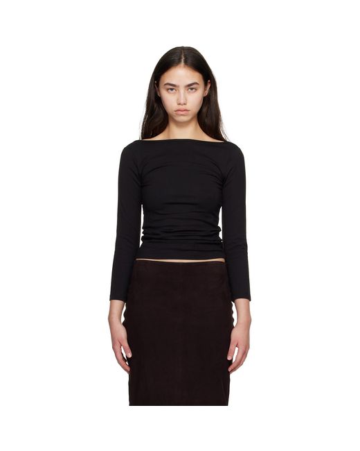 St. Agni Black Soft Jersey Ballerina Long Sleeve T-Shirt